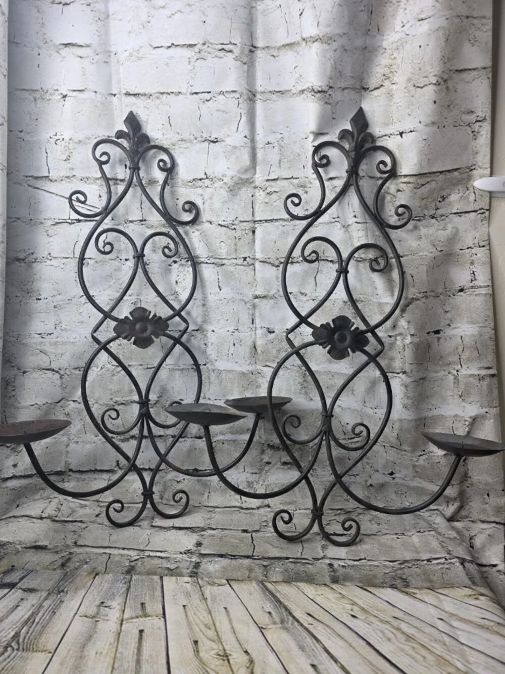 2 Wrought Iron Goth Party Hanging Wall Candle Holders Bedroom Candlestick  25